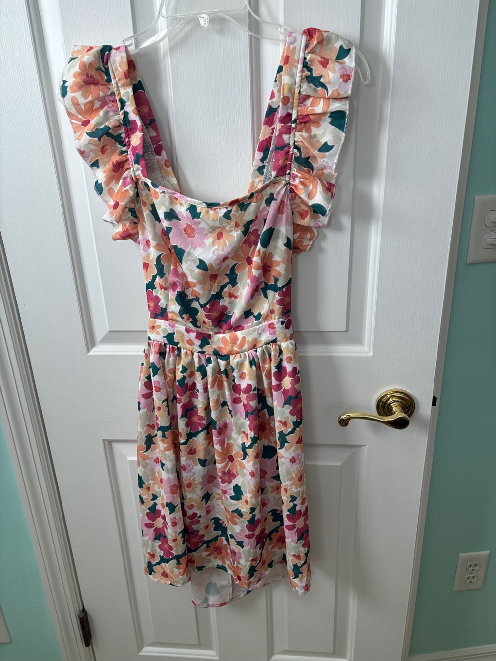 Women’s Floral Ruffle-Sleeve Sundress in Multi-Color